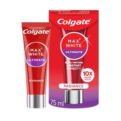 Colgate Max White Ultimate Radiance Whitening Toothpaste 75ml - 10X Whiter Teeth* - Instant Teeth Whitening Toothpaste^ - Deeply* Whitens - Helps Prevent Future Stains - Enamel Safe For Daily Use