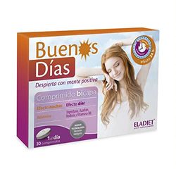 Eladiet Complemento Alimenticio con Triptófano, Melatonina y Vitamina B6 - Buenos Días - 30 Comprimidos - Ayuda a Despertar con la Mente Positiva