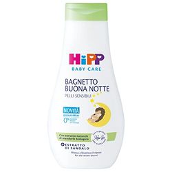HiPP Baby Care badhanddoek Buonanacht, douchegel voor kinderen, ontspant en bevordert de rust, voor de gevoelige huid, met sandelhout-extract, 1 fles van 350 ml