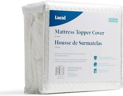 LUCID Mattress Topper Cover - Soft, Breathable Material - Non-Slip - Machine Washable (Topper Not Included) - 80 x 190 cm, 7.5 cm