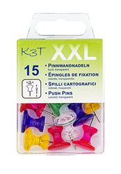 K3T - Chinchetas para pizarra (tamaño XXL, 15 unidades), multicolor