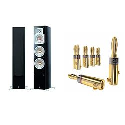 YAMAHA NS 555 Diffusore da pavimento bass-reflex a 3 vie & KabelDirekt – Spine a Banana – 5 Coppie