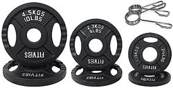 Signature Fitness Olympic - Piastra per pesi in ghisa, 5,1 cm, per allenamento di forza e sollevamento pesi, stile a due fori, set da 15,9 kg