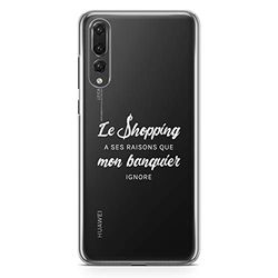 ZOKKO obudowa Huawei P20 Pro Zakupy mają swoje powody, które mój bankier ignoruje - Miękka przezroczysta biały atrament