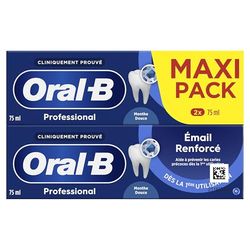 Oral-B Dentifrice Professional Émail Renforcé Menthe Verte Eucalyptus Arôme Menthe Poivrée 2x75 ml