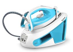 Tefal Express Airglide stoomgenerator, strijkzool met ultrasoepel glijvermogen, Calc Clear-technologie, thermostaat met handbediening, verwijderbaar waterreservoir van 1,8 liter, Eco-stand, SV8002E0