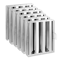 VEVOR Filtre de Hotte Aspirante Commerciale 393x493 mm, Filtre à Chicane en Acier Inoxydable, 3 Rainures, Lot de 6, Nettoyage Facile, pour Hottes d'Extraction de Cuisine Commerciales Anti-graisse