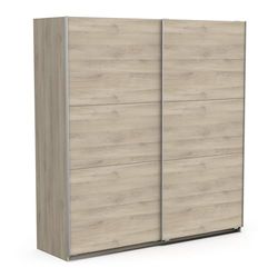 Demeyere Armoire Porte Coulissante avec Penderie Moderne – Coloris Chêne Kronberg & Finitions Métal - 194,5 x 59,9 x 203 cm