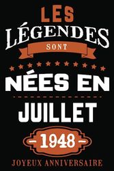 Les légendes sont nées en juillet 1948: Idée cadeau 75 ans originaux et humour pour femme et homme