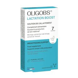 Oligobs Lactation Boost – Complément alimentaire favorisant la production de lait maternel – Moringa, Fenouil, Orge – 14 gélules – Formule Vegan – Fabriqué en France