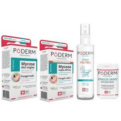PODERM Kit Professionnel Traitement Mycose Ongles Pure Box 4 Produits Phares de la Marque, 1 Unité