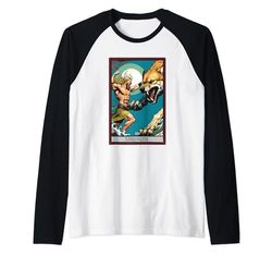 Arte de cartas del tarot de la mitología nórdica Dios Tyr y Garmr Strength Camiseta Manga Raglan