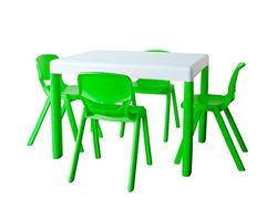Ergos pkergos010362 pakket 1 tafel en 4 stoelen voor kinderen, leeftijd 3 tot 4, maat 1, lichtgroen