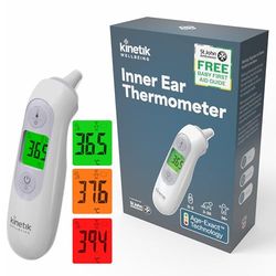 Kinetik Wellbeing Inner Ear Thermometer – Colour Coded Medical Thermometer for Adults & Kids, Used by the NHS - Electronic Body Temperature & Fever Monitor, Provides °F/°C Switchable Readings