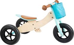 small foot Loopfiets Maxi 2-in-1 turquoise van hout, drie- en loopfiets, verstelbare zitting en rubberen banden, 11609, groot