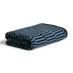 Möve Illusions Relief Serviette 100% Coton Bleu Acier/Noir 50 x 100 cm
