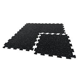 Nicoman Rubber Mats, Gym Flooring Matt, Modular Floor Tiles, Non-Slip Rubber Cushion For Home Workout, Yoga Exercise Matting, Black With White Specks (50cmX50cm), 1 piece (0.25 sqm / 2.70 sqft)