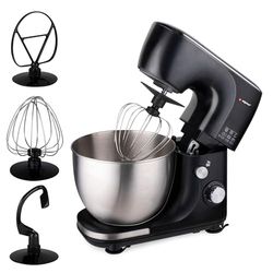 Alpina Kitchen Processor – 3 Accessories – Stainless Steel Bowl – Bowl Lighting – Knead, Mixer, Whisk – Black