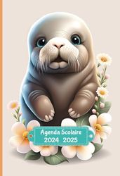 Agenda Scolaire Couleur: Avec jeux éducatifs | Lignage Seyès | Semaine sur 2 pages | Format cahier | Ecole Primaire CP CE1 CE2 CM1 CM2 | Pour fille et garçon | Thème Bébés Animaux Kawaii - Phoque