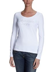 Calvin Klein Jeans Damesshirt/shirt met lange mouwen, CWP56L J1200, wit (001 wit)., 40/42 NL