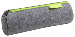 Exacompta - Ref. 52150E - 1 ronde NEON etui gemaakt van gerecycled PET-vilt - zacht en aangenaam om aan te raken - met neongeele ritssluiting - geschikt voor dubbele decimeter - grijs
