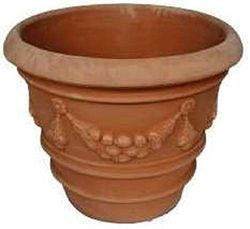 VASO IMPRUNETINO FESTONATO IN TERRACOTTA; DIAMETRO CM. 73, ALTEZZA CM. 60. FATTI A MANO ARGILLA GALESTRO