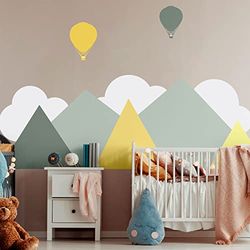 Muursticker kinderen - decoratie babykamer - muursticker kinderen - muursticker Scandinavisch - reuzenwandsticker - Scandinavische bergen Nuuk - H120 x L160 cm