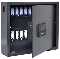 Pavo - Armoire à clés avec Serrure électronique numérique,également Ouvert avec Un Lecteur d'empreintes digitales ou Une clé,Porte-clés magnétiques pour 20 clés,10 Porte-clés magnétiques Noirs Inclus