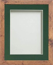 Frame Company Allington Rustic Photo Frame with Bottle Green Mount, 18x12 for 12x8 inch, fitted with perspex
