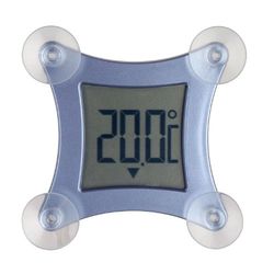 TFA Dostmann Thermomètre de fenêtre numérique Poco, 30.1026, avec ventouses, température extérieure, résistant aux intempéries, avec tendance de température, bleu métallique