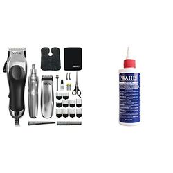 WAHL Hair Clippers for Men, 3-in-1 Chrome Pro Deluxe Head Shaver Men's Hair Clippers, Nose Hair Trimmer for Men & Clipper Oil, Blade Oil for Hair Clippers, 250 ml, Gray