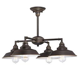 Éclairage Westinghouse 63433 Luminaire de plafond à montage semi-encastré /Chandelier d'intérieur à quatre lampes Iron Hill, finition bronze huilé à reflets