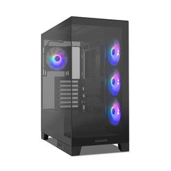 NOX Xtreme Products Hummer Glock Black - Semitorre ATX | M-ATX | ITX, Cristal Templado panorámico Frameless, Espacio 10 Ventiladores, 4X Ventiladores 120mm preinstalados, USB-C y USB 3.0, Color Negro
