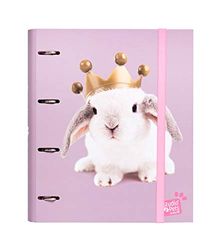 Grupo Erik Studio Pets Rabbits 2019 4 Ring Binder - A4 Folders Ring Binder - 10.6 x 12.6 inches / 27 x 32 cm - Ring Binder A4 - A4 Ringbinder - 4 Ring Binder A4 - Cute Stationery