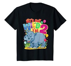 Bambino Idea regalo per il 2° compleanno con ippopotamo Let's Get Wild I'm 2 Year Old Maglietta