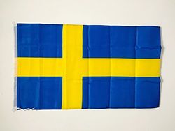 AZ FLAG - Drapeau Suède - 90x60 cm - Drapeau Suédois 100% Polyester Avec Fourreau et Cordelette - Pavillon 50 g