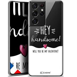 Caseink fodral för Samsung Galaxy S21 Ultra (6.8) [Gel HD-mönster tryckt i Frankrike kärlek Saint Valentine kollektion design Hey Handsome! - mjuk - ultratunn]