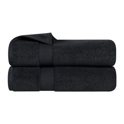 Överlägsen kollektion supermjuk och absorberande badlakanset, bomull, svart, set med 2 Modern Bath Towel Set Svart