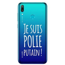 ZOKKO Cover per Huawei Y7 2019 Je suis lucido - Morbido trasparente inchiostro bianco