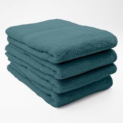 Douceur d'Intérieur, Set di 4 lenzuola per doccia (70 x 130 cm) in spugna tinta unita, colore: blu