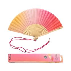 Fisura - Original handheld folding fan with pattern .wooden fan. Original holding Hand Fans. Birthday Gifts Wedding Party Decoration. Fan with hanger included (Gradient, red)