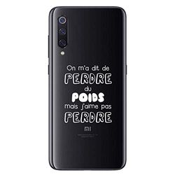 Zokko Xiaomi Mi 9 fodral "I saw to Lose Weight" - mjukt genomskinligt bläck vitt