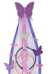 TULLE E MERAVIGLIE Porta Cerchietti e Mollette per Capelli Bambina, Porta Cerchietti Farfalla, Porta Cerchietti Personalizzato con Nome