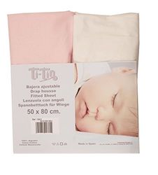 Ti Tin - Pack of 2 Fitted Sheets for Cots, 100% Cotton in White and Pink, Adjustable with Elastic, 70 x 140 cm