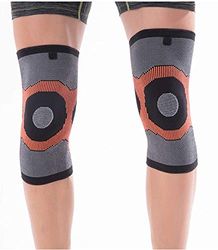 Amsahr Nylon Spandex Knitted Compression Knee Support Brace Breathable Elastic Knee Sleeve - Large