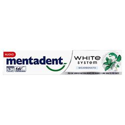 Mentadent Dentifricio Sbiancante Mentadent White System Bicarbonato, 75 ml per un Sorriso Più Bianco ed uno Smalto Più Forte