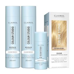 Clairol Colour Studio Permanent Colour Cream Hair Dye Long-lasting Rich Tones 100% Grey Coverage Hair Colouring Kit 3-step Hair Colour Routine 10/0 Beach Blonde