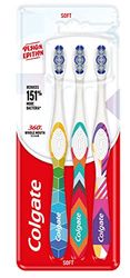 Colgate Brosse à dents 360 Whole Mouth Clean Design Edition | Brosse à dents à poils souples | Poils interdentaires à pointe fine | Les tasses de polissage aident à enlever les taches | Nettoyeur de