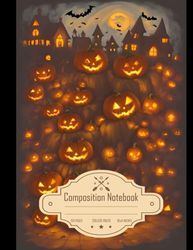 Composition Notebook College Ruled: Whimsical Halloween Jack-o-Lantern in Captivating Oregon Coast Halloween Town, Ideal for Writing, Size 8.5x11 Inches, 120 Pages