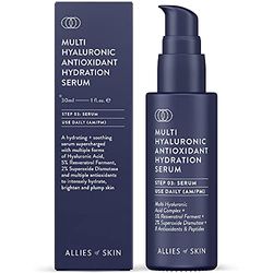 Allies of Skin Multi Hyaluronic Antioxidant Hydration Serum: Niacinamide, Vitamin E, Astaxanthin, Superoxide Dismutase. Anti-Aging. Antioxidant. Hydrates, Brightens & Strengthens Skin 1 oz / 30 ml